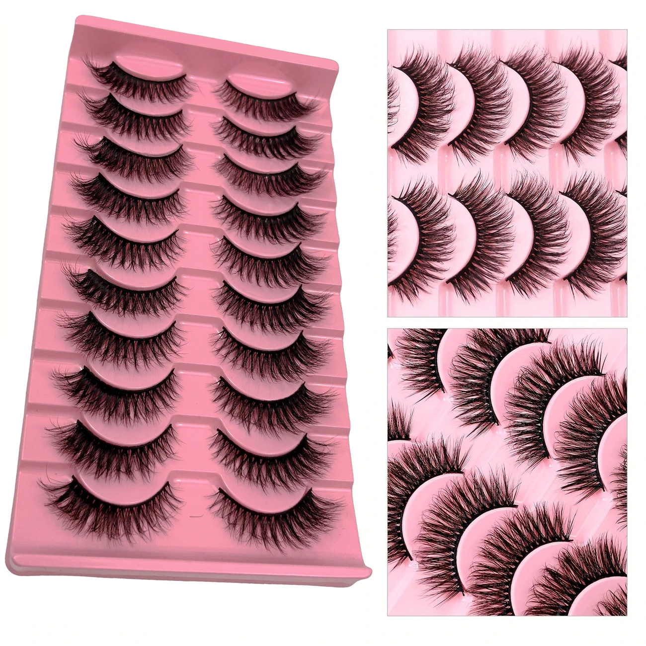 10 paia di ciglia finte visone finto 3D occhio di volpe: antiallergico, stile occhio di gatto completo, possono migliorare la lunghezza dell'occhio