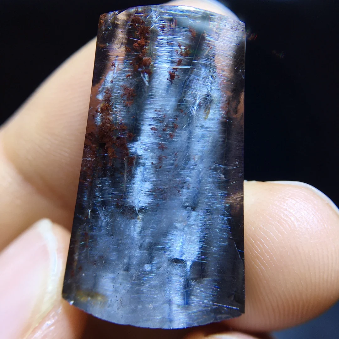 Natural Brookite Platinum Black Rutilated Quartz Pendant 26.6/16.3/6.4mm Rectangle Women Men Bead Jewelry Fashion AAAAAA