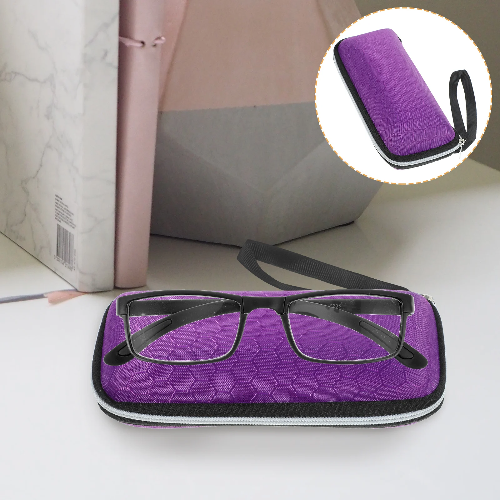 

1Pcs Lightweight Eva Eyeglasses Case Honeycomb Pattern Zipper Durable Sunglasses Box Protective Eyewear Case for Everyday Travel