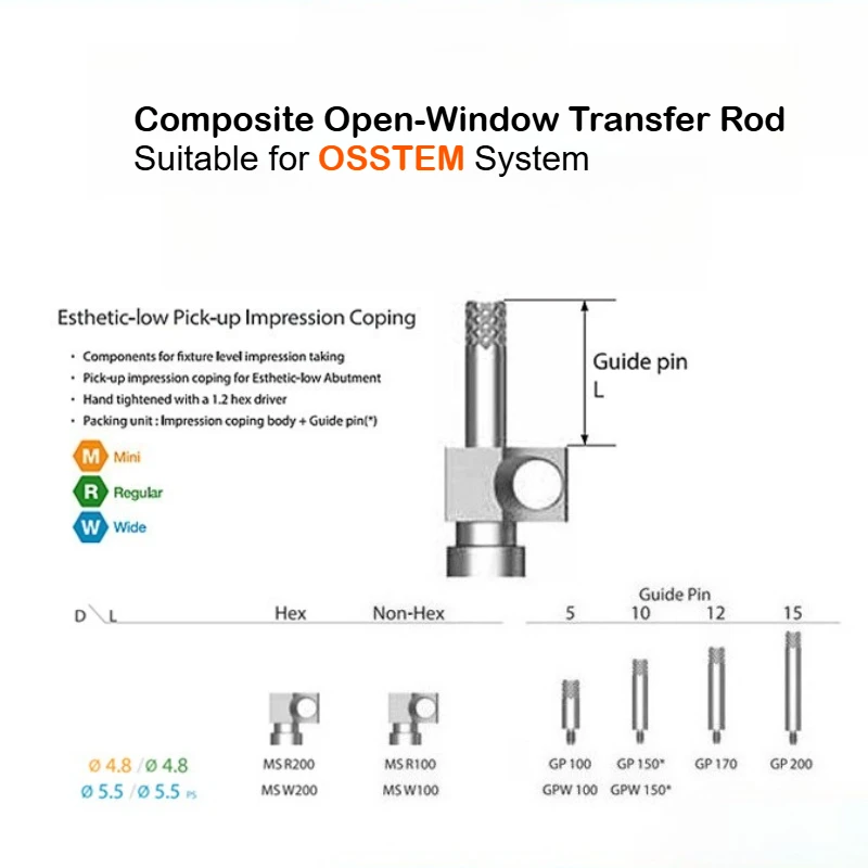 10Pcs third-party accessories Compatible with OSSTEM Composite Open-Window Transfer Rod