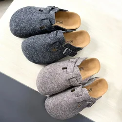 2023 Spring and Autumn Boken New Cork Comfortable Wool Felt Casual One Step Booted Women's Slippers Outdoor casual slippers