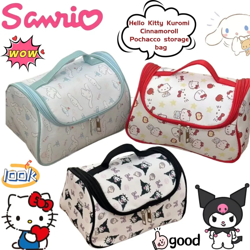 

Sanrio Hello Kitty Kuromi Cinnamoroll Pochacco cartoon cute portable storage bag creative anime peripheral cosmetic bag gift.