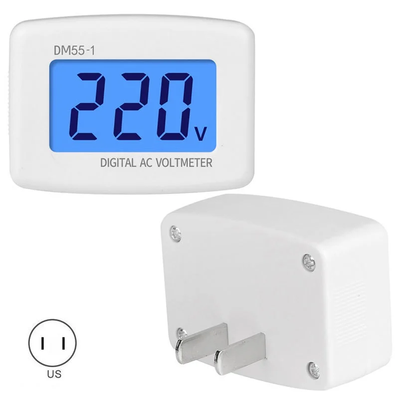 Imagem -03 - Medidor de Tensão Digital com Display Lcd Painel de Parede Voltímetro Tomada ue e Eua Plug 110v 220v Dm551