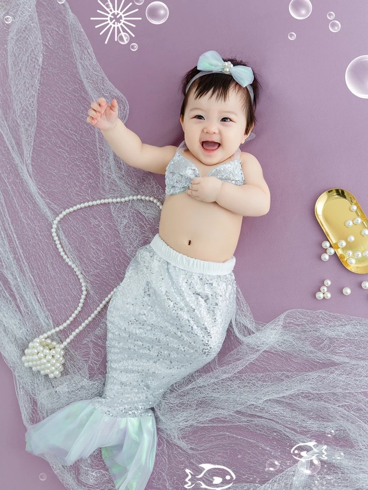 

New Hundred Day Photo Mermaid Baby Theme Studio Art Photography Childrens Photography Clothing bebê 신생아사진 신생아