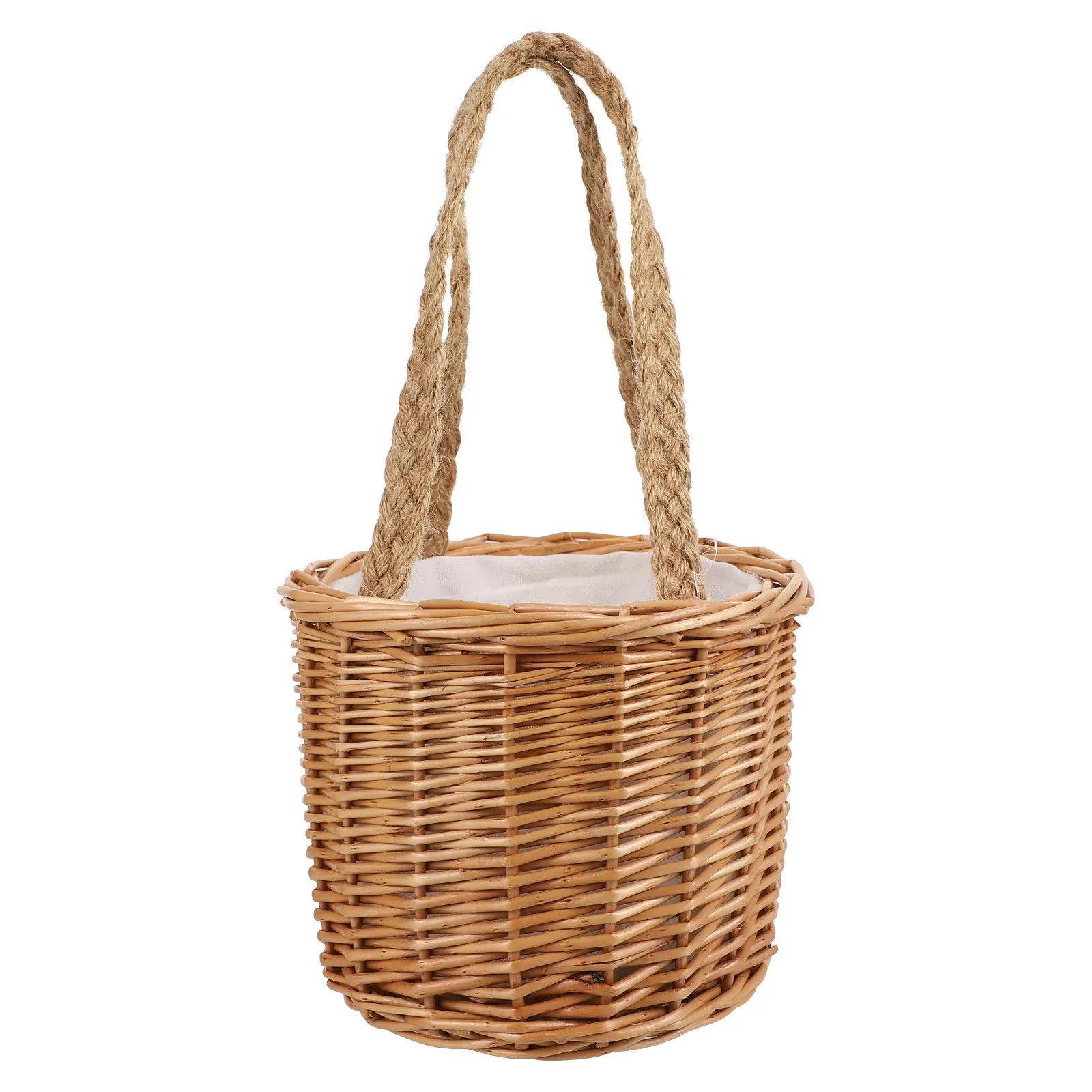 1Pcs Wooden Hand-Woven Basket Delicate Storage Container Portable Gift Fruit Vegetable Holder Picnic Decoration