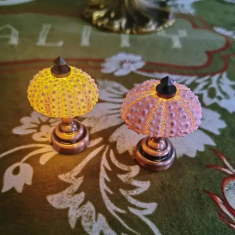 

2025 Retro Sea Urchin Children's Small Desktop Table Lamp Girls Room Decor Birthday Gift