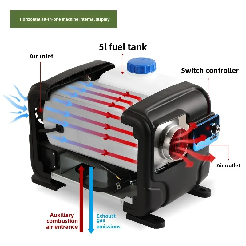 12V 24V 5000W Car Heater Air Diesel Heater Aluminum Shell Air Parking Heater Warmer Wireless LCD Remote Control Engine Preheater