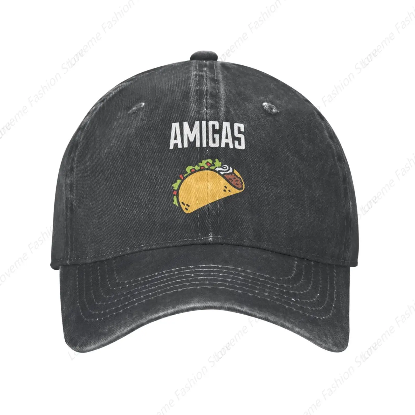 Tequila Tacos Amigas Baseball Cap Funny Cowboy Hat Adjustable Washed Truck Hat Classic Vintage Hat Outdoor Sports Cap Adult Cap