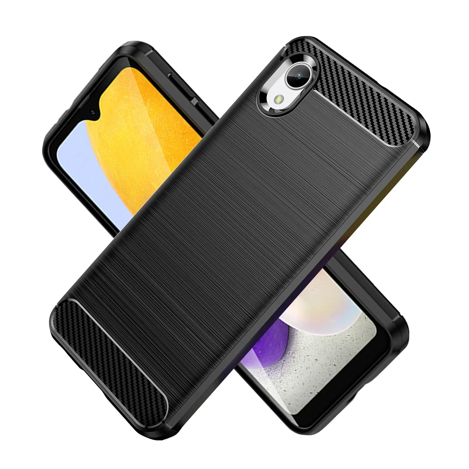 

Case for Samsung Galaxy A23 A23E A22 A22E A21 A21S A20E A20S A20 TPU Soft Silicon Brushed with Texture Carbon Fiber Design Cover