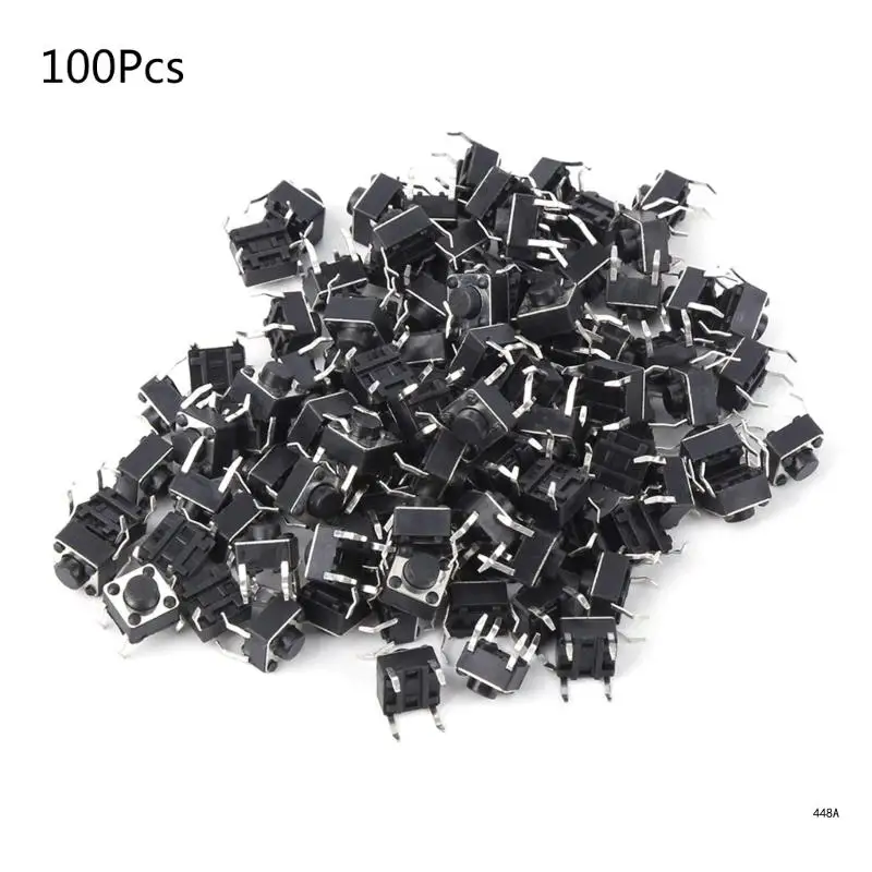 100 Pack 6x6x5mm Miniature Micro Momentary Tactile Tact Touchs Push Button Switches Quality Switches SPST Miniature/Mini