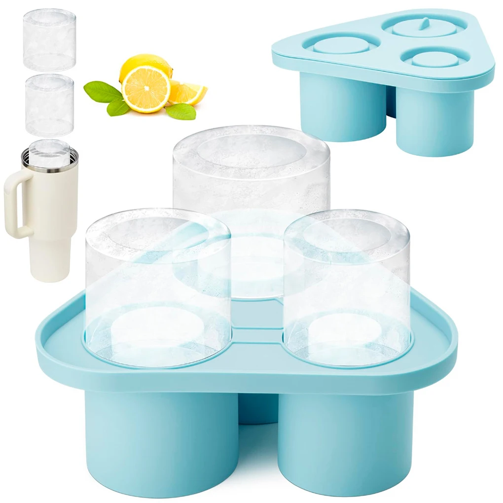 

New Ice Cube Tray For Stanley Silicone Ice Cube Maker With Lid For Making 3 Hollow Cylinder Ice Cube Molds Kitchen Tools