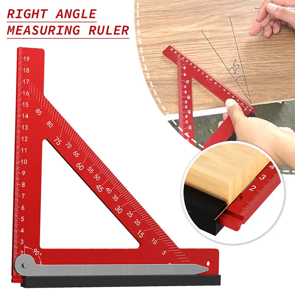 Aluminum Alloy Woodworking Ruler With Sided Ruler Tool Carpentry Right Angle Carpentry Diy Square Scale G6m5