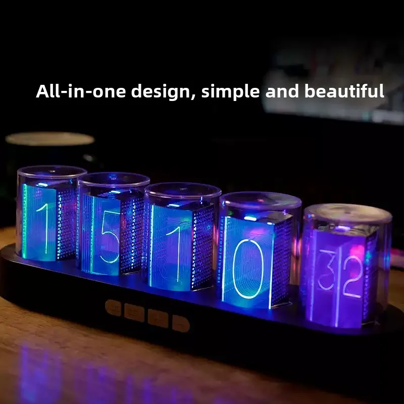 

RGB LED-часы Nixie Tube для геймерского стола: креативный декор для ПК, современный гик-аксессуар для офисного стола