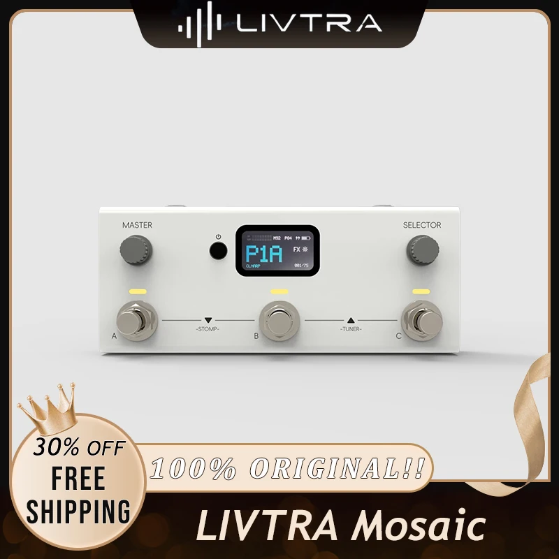 LIVTRA Mosaic Portable Multi Effects Processor, All-In-One Practice Transcribe Drum Recorder Composition Amp Modeler Bluetooth