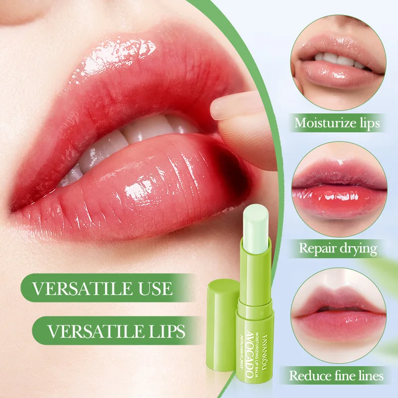 1/2/3pcs Avocado Moisturizing Lipstick Lip Balm Nourishing Repairing Hydrating Beauty Lips Plumper Skin Care Products