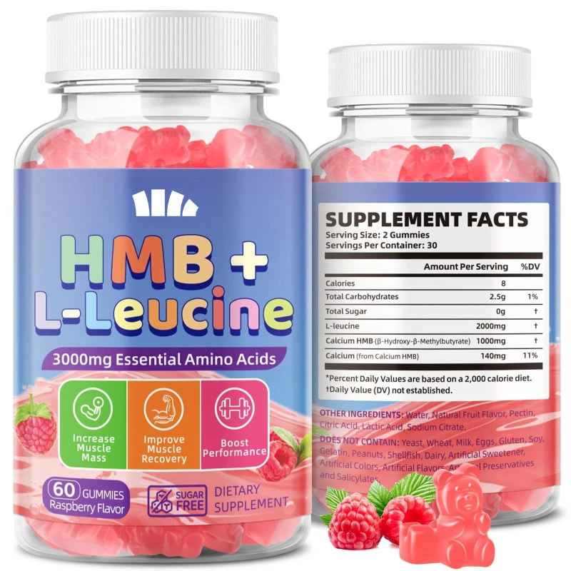 

Добавки HMB и Leucine Мягкие конфеты, содержащие аминокислоты Leucine, L-Glutamine, без сахара, чистый яблочный вкус, 60 жевательных конфет