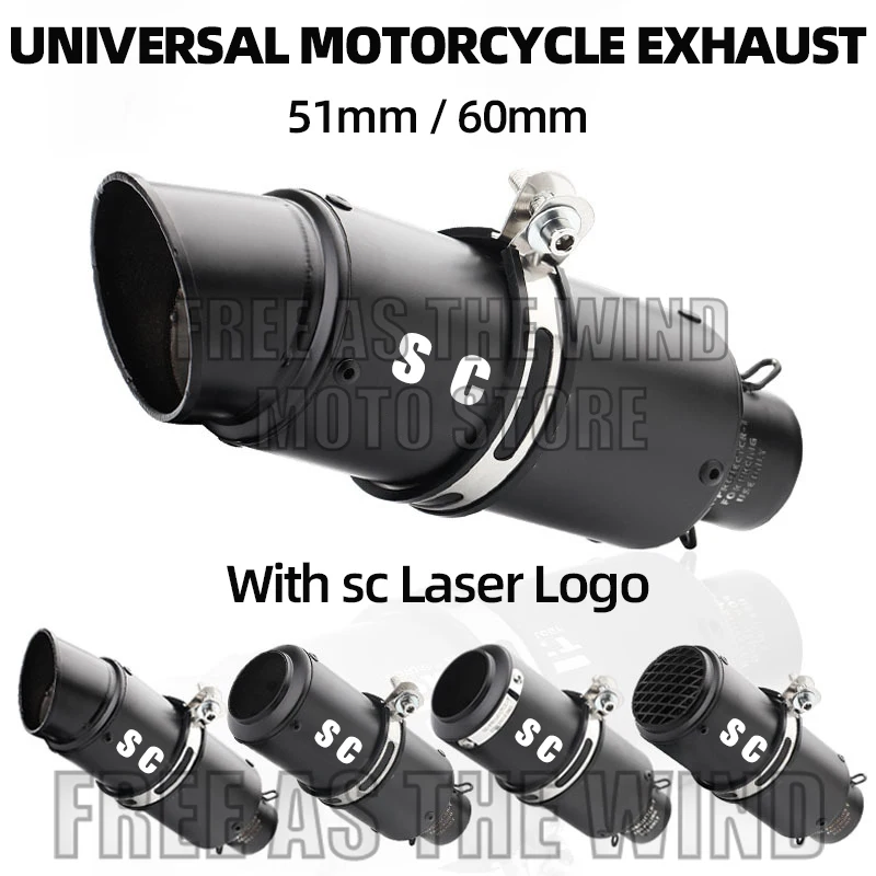 51mm 60mm 63mm Universal sc Motorcycle Exhaust Muffler Escape for Motorcycle GP-project Pass-through Exhaust Modified Accessorie