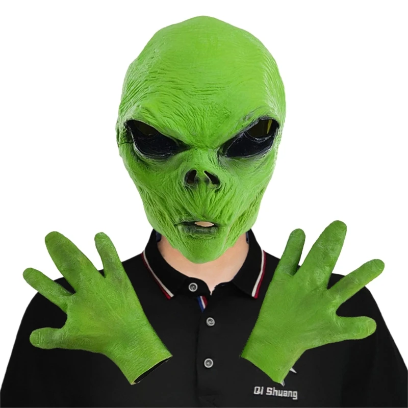 Halloween Alien Mask Gloves Set, Alien Cosplay Costumes Props, for Halloween