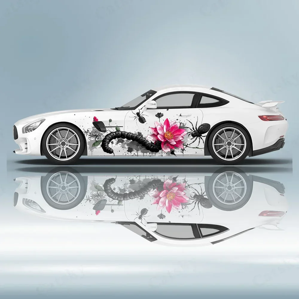 

Insect Flower Centipede Spider Car Vinyl Wraps Decal PVC Anti Scratch Sticker Suitable for Trucks SUV Decor Auto Accessories