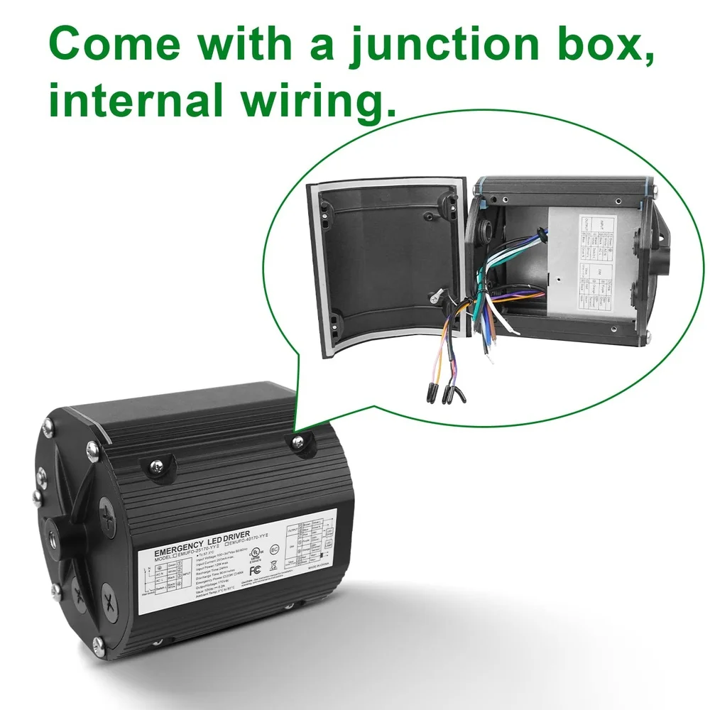 40W  Emergency Backup Battery Driver 100-347V DC170V Rechargeable UFO High Bay Light Self-Test Function Durable Charger