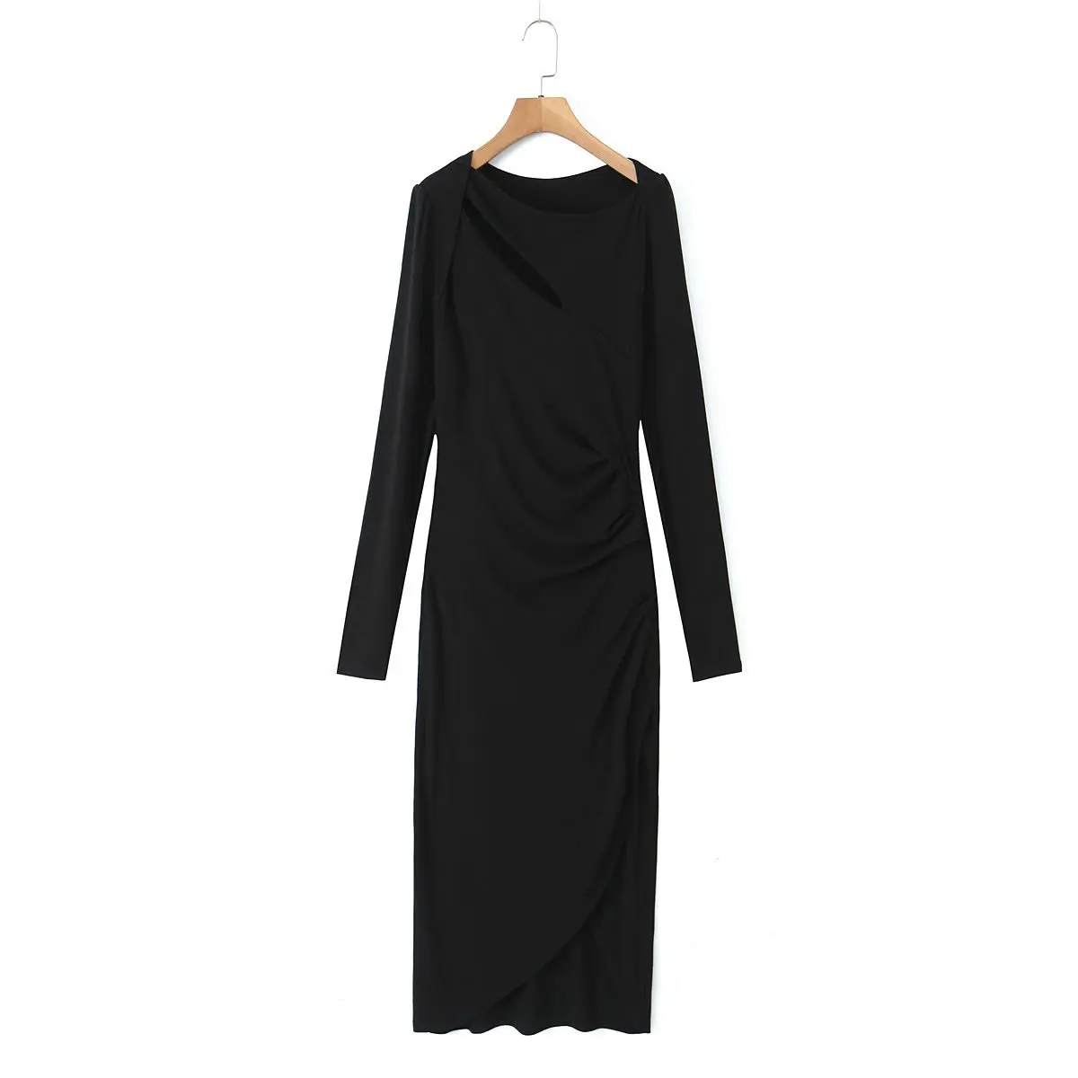 Robe plissée à la taille pour femme, coupe 3D, clavicule française mince, conception évidée, robe intérieure, grande taille, bonne qualité