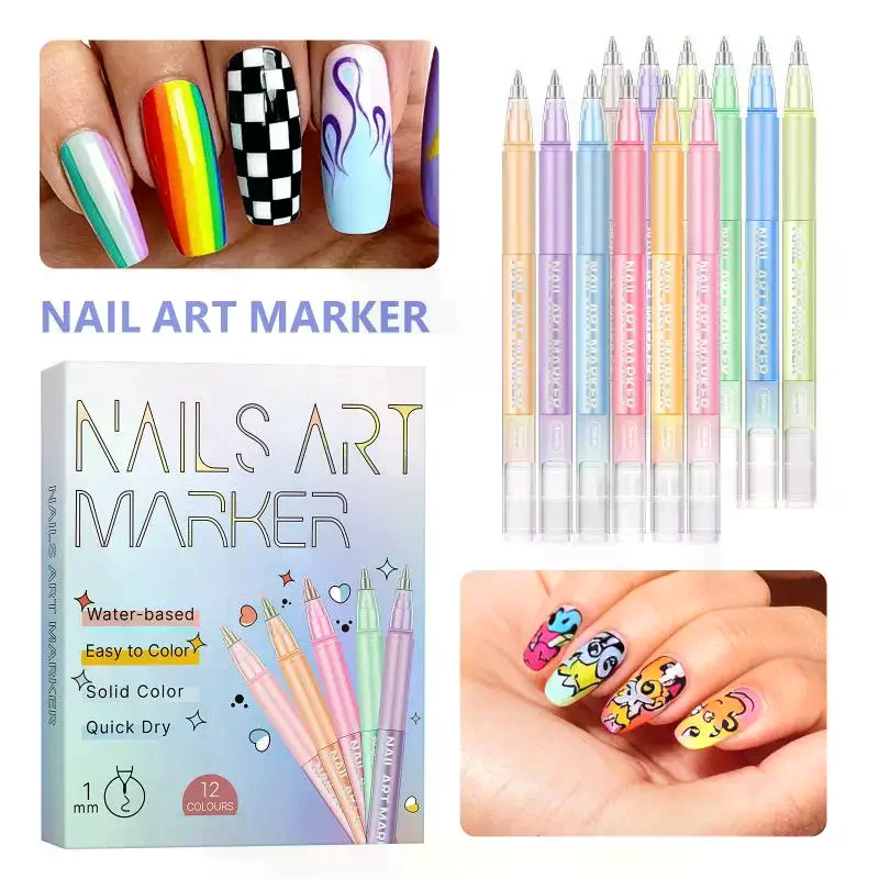 

12Pcs/Set Nail Graffiti Pen 12 Color Nail Marker Drawing DIY Beauty Nail Art Tools Waterproof And Quick Drying Nail Markers