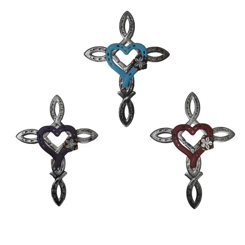 

Natural HorsehsoeCross with Heart Horseshoe Cross