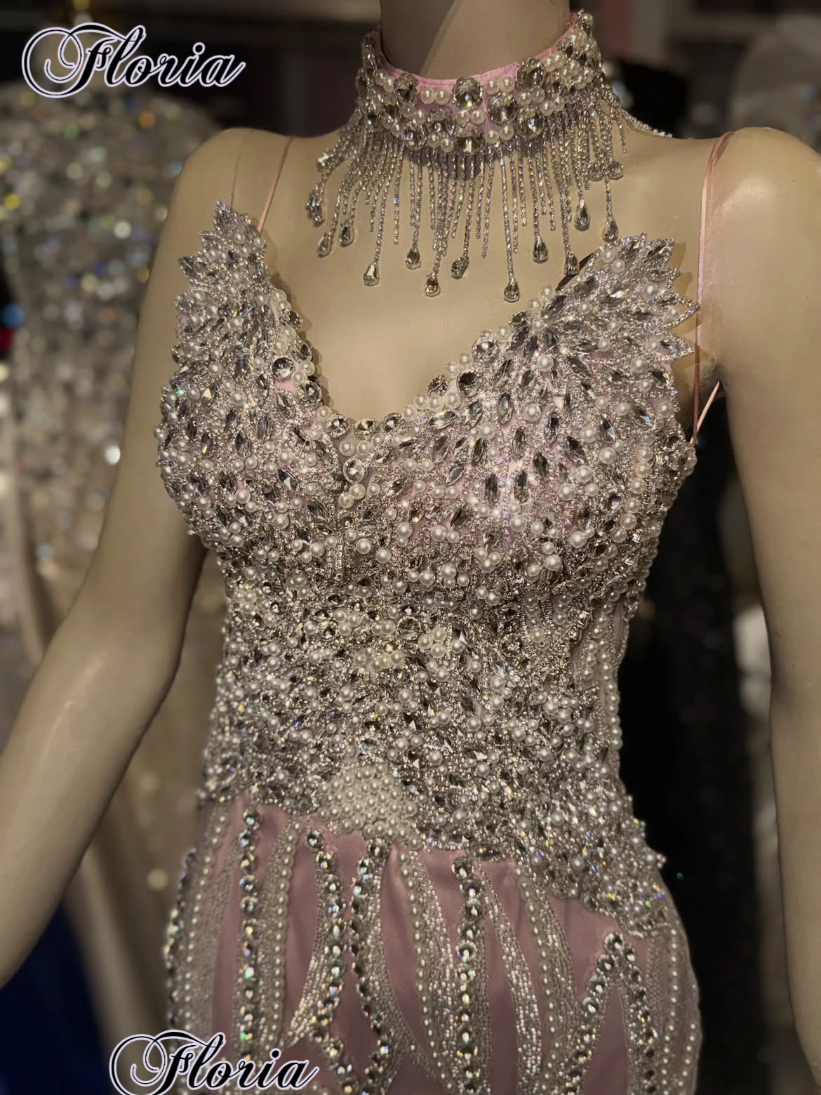 Floor Length Pink Prom Dresses Luxury Sparkly Crystals Cocktail Dresses Elegant Party Dresses 2026 Vestidos De Fiesta Customized