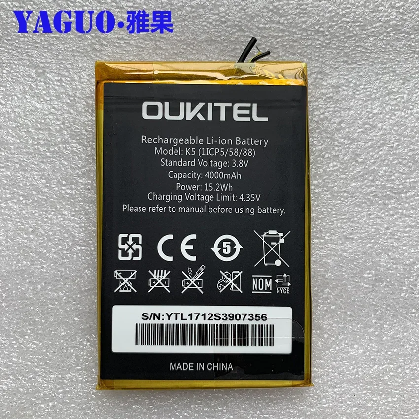 

100% Original Full 4000mAh Battery Replacement High Quality Large Capacity Back Up Bateria For Oukitel K5 Smart Phone