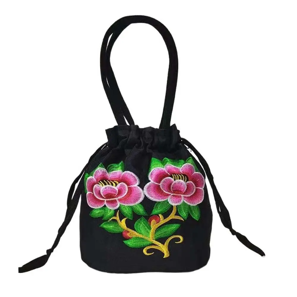 

Satin Silk Hanfu Drawstrings Bag Rose Flower Mommy Bag Embroidery Flower Handbag Storage Phone Bag Korean Small Purse Wallet