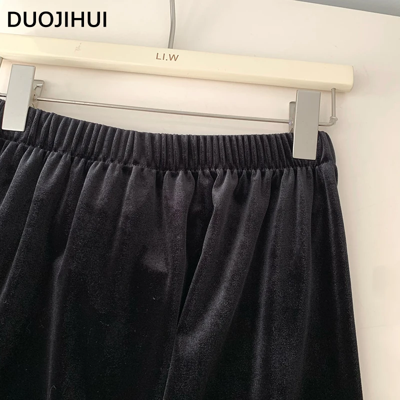 Duojihui schwarz schick geteilt lose Herbst Frauen Röcke neue klassische einfarbige Basic schlanke Mode einfache elegante weibliche Midi Rock