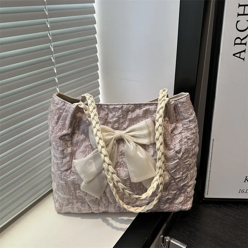 

Женская сумка через плечо с уникальным бантом 2025 года — сумка-тоут с цветными блоками — стильная повседневная сумка для повседневных прогулок