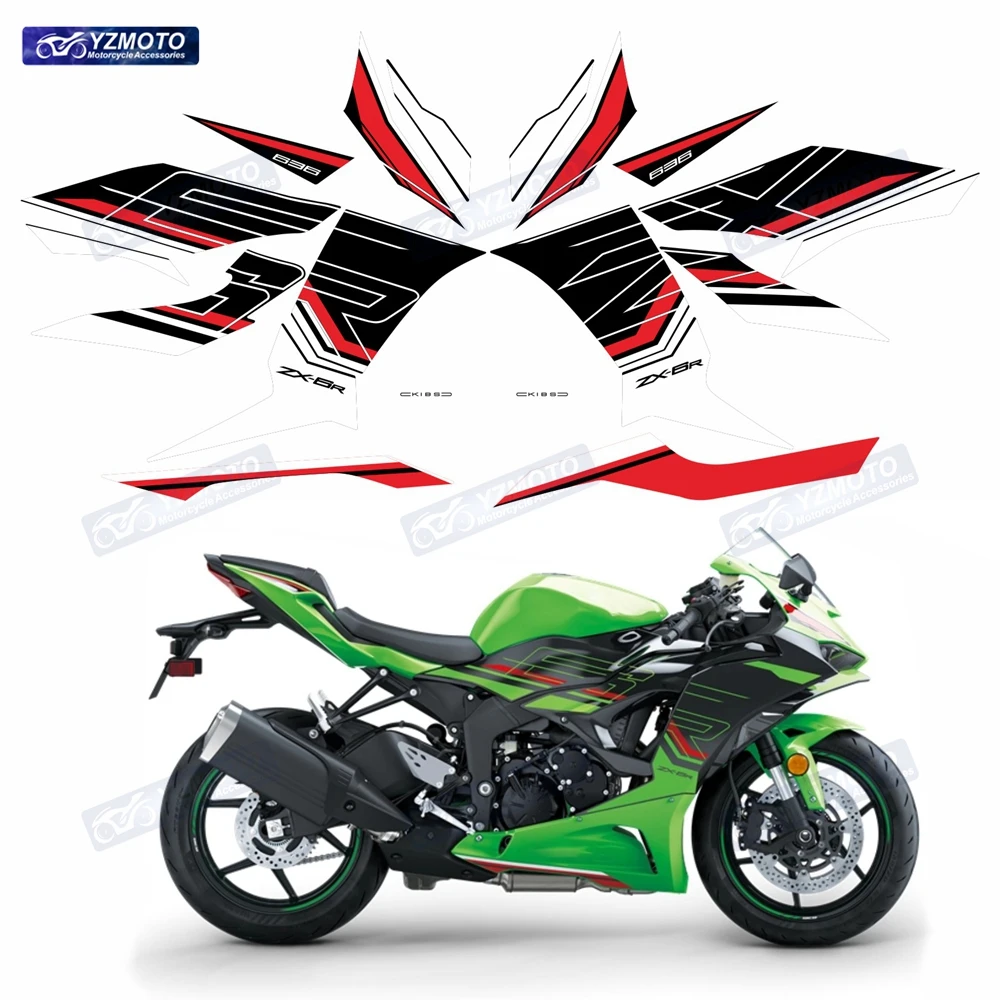 For ZX-6R ZX6R ZX 6R 2023 2024 2025 Motorcycle Accessories Full Car Fairing Sticker Waterproof Reflective Decal Stickers Kit