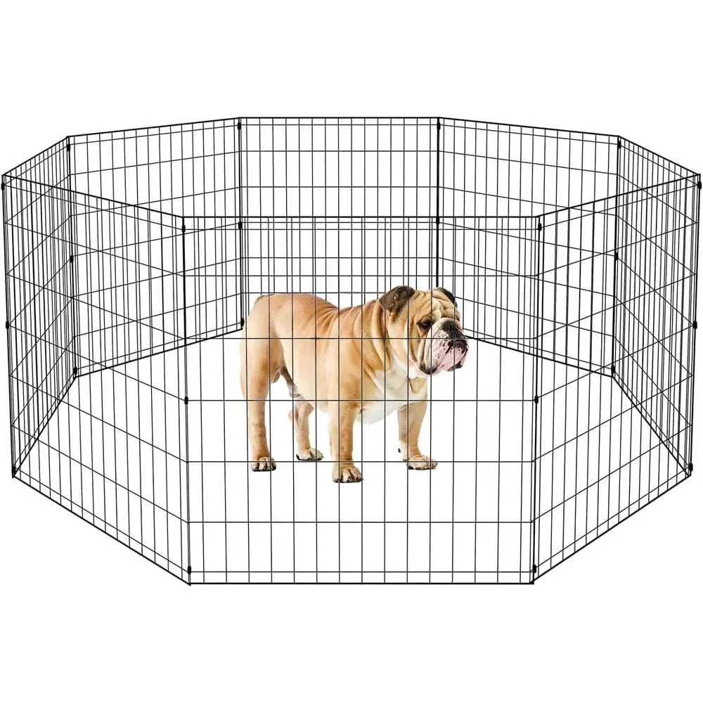 

Портативный металлический вольер для собак из 8 панелей, высотой 30 дюймов, для использования в помещении/на улице, с дверцей, устойчивый к ржавчине, простая сборка
