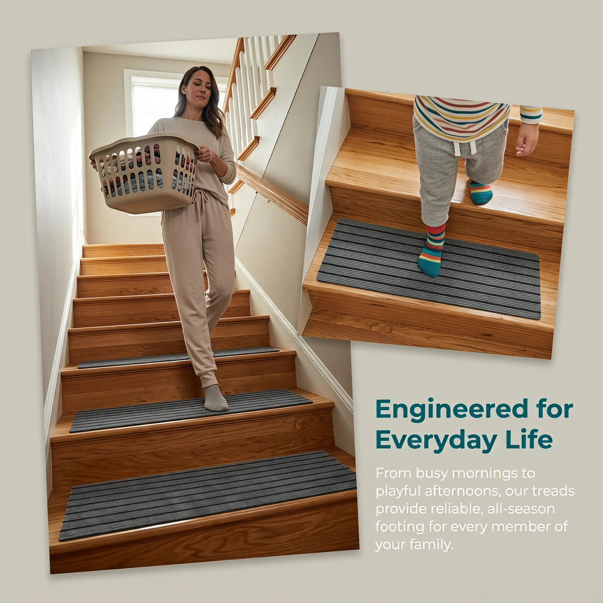 2Pcs Outdoor Non Slip Stair Treads Carpet Self Adhesive Step Mats for Commercial Entrances Shop Door Front Walkway Rug 31x9 Inch