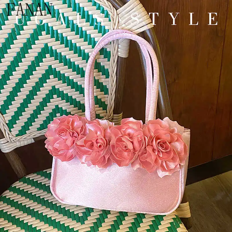 

Новинка 2025 года, однотонная шелковая атласная корзина для овощей, сумка-ведро, банкетные сумки-тоут с цветами, модные повседневные сумки для женщин