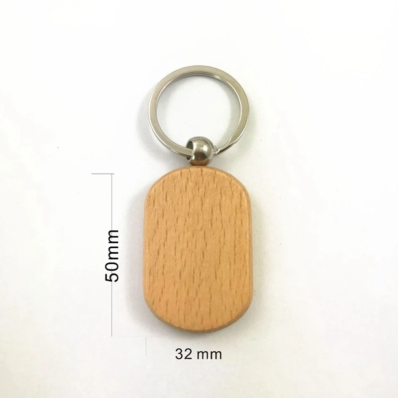 110PCS Wood Keychain Blanks, Unfinished Wood Key Tag, Wood Engraving Blanks Key Chain For DIY Crafts-Rounded Square