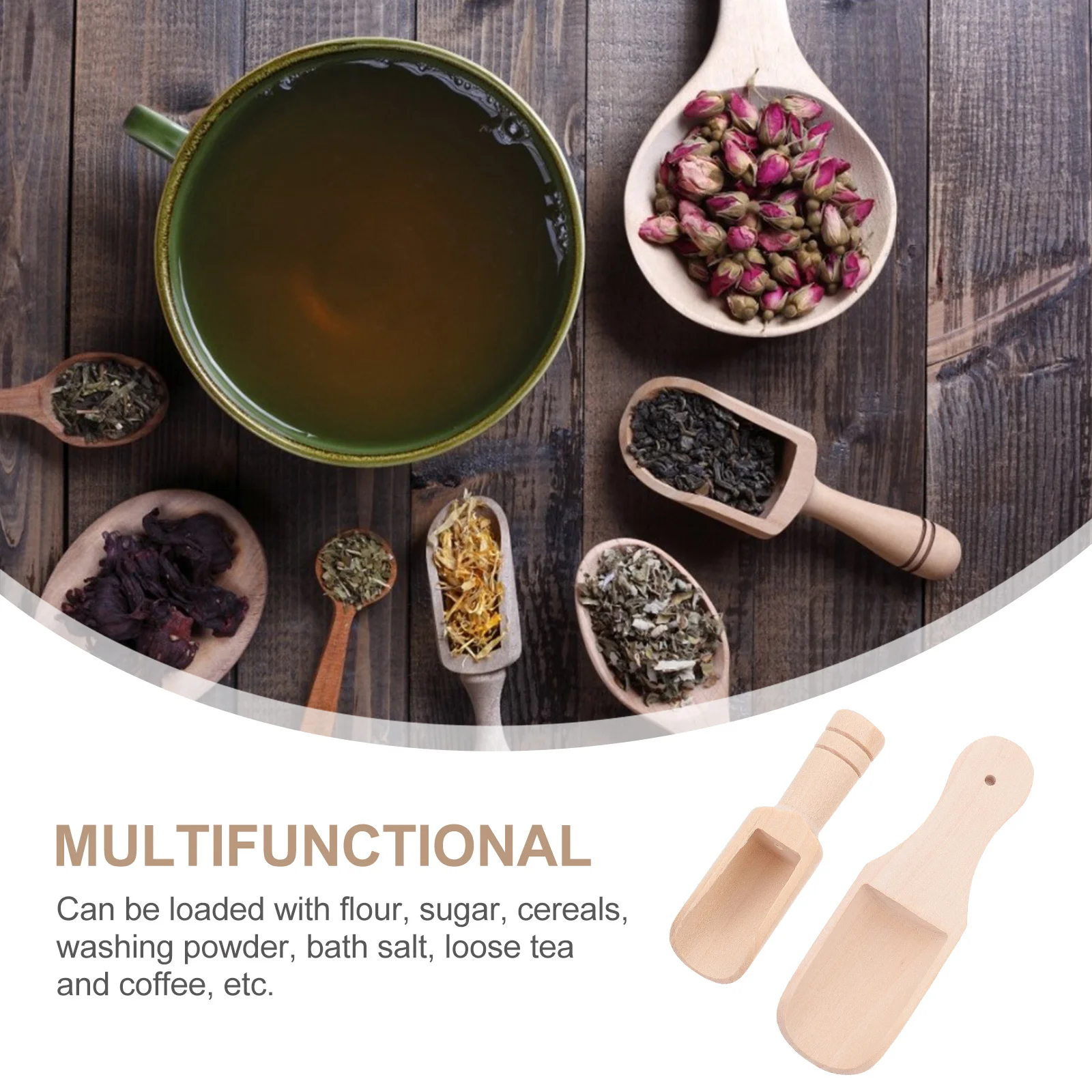 

6Pcs Natural Wood Coffee Bean Scoops Small Wooden Spoons for Bath Salt Flour Sugar Candy Kitchen Spoon Tool Wooden Scoops