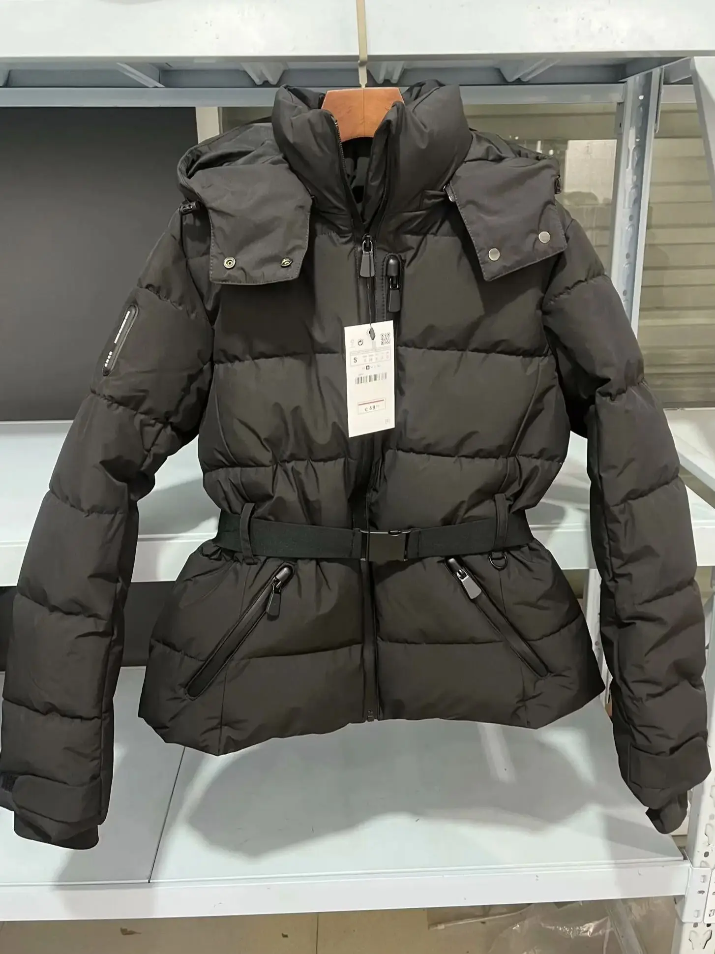 2027 Fashion Women's Winter Hooded High Waist Padded Coats with Belt Lady Elegant Thicken Warm Pockets Windproof Skiing Jackets