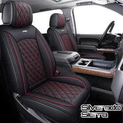Seat Covers Full Set Durable Waterproof Leather for Pickup Cab Truck Fit for 2007-2021 Silverado 1500 2500HD 3500HD GMC SIERRA