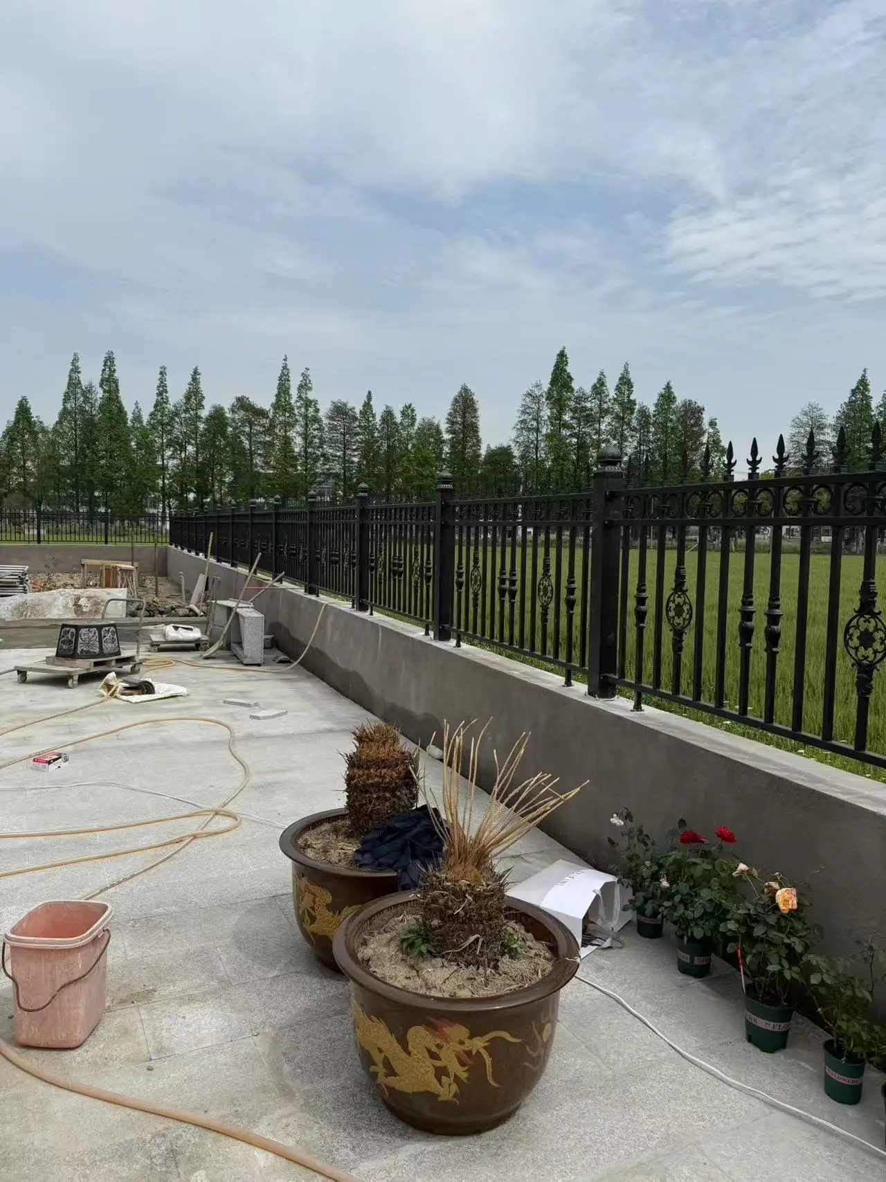 Custom Size Aluminium Privacy Fence Outdoor Metal Boundary Fence Wrought Iron Fence
