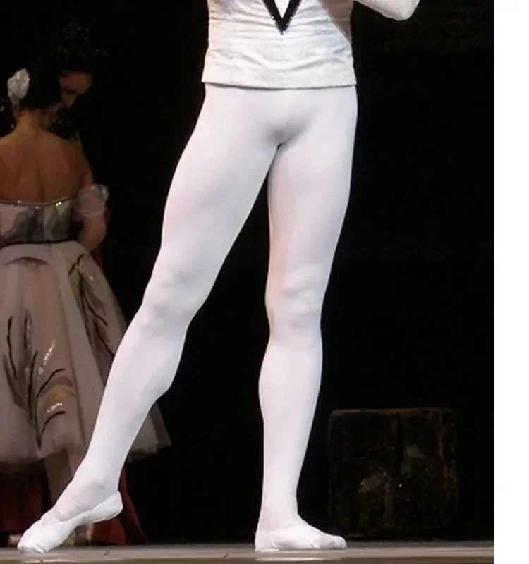 

Black White Nylon Spandex Footed Dance Ballet Tights for Men Boy Dance Wear