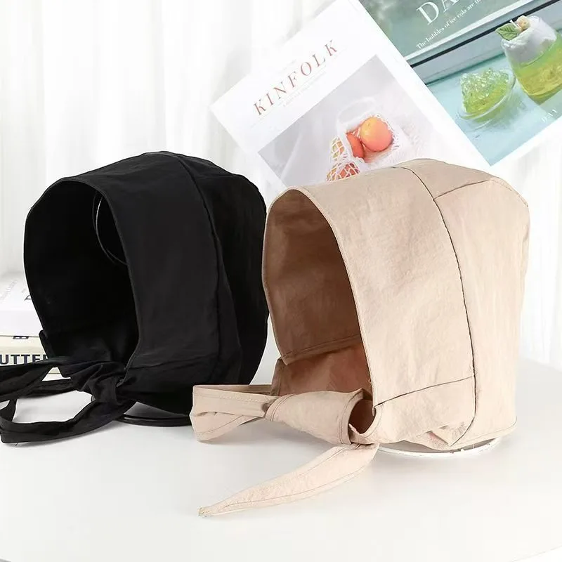Drying Big Head Circumference Strap On Bag Head Sunscreen Hat Women Summer Outdoor UV Protection Sun Hat Ponytail Hat