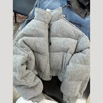 Y2k frey pkas חורף ארוך צוואר ארוך רופף עבות מעמד חם צווארון הלבשה אופנה רך כל הז 'קט