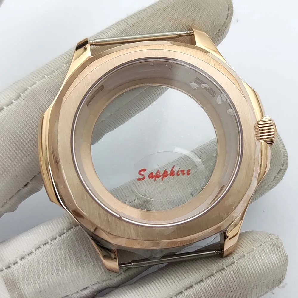 Men's Rose Gold Watch Cases Luxury Case Replacement Sapphire Glass For NH35 and NH36 Movement Water Resistant Cases