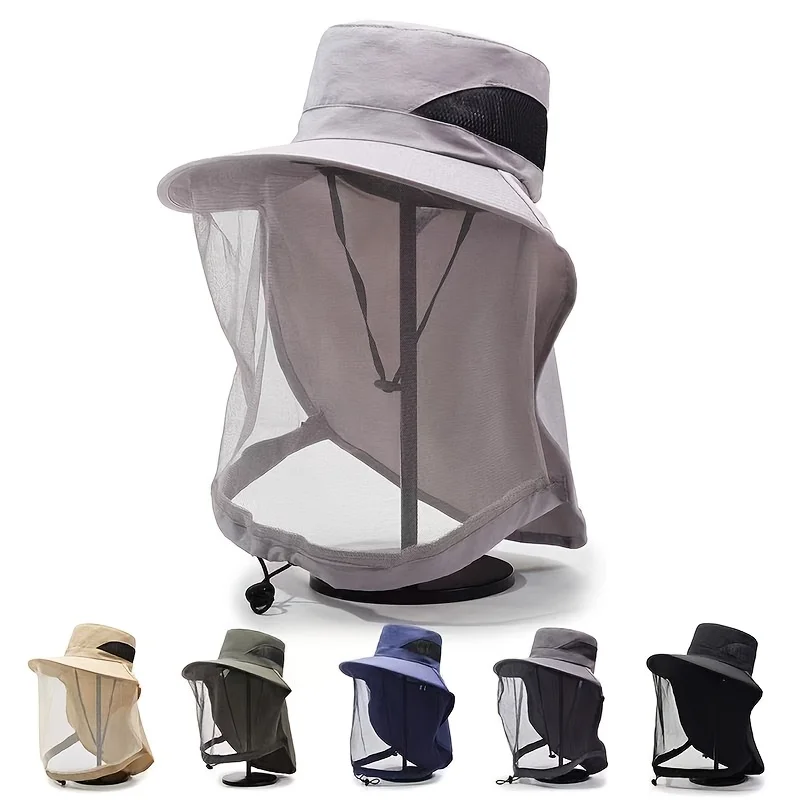Chapeau de pêche anti-moustiques pour hommes avec protection faciale, masque en maille respirante pour la pêche nocturne, protection contre les insectes, pour femmes