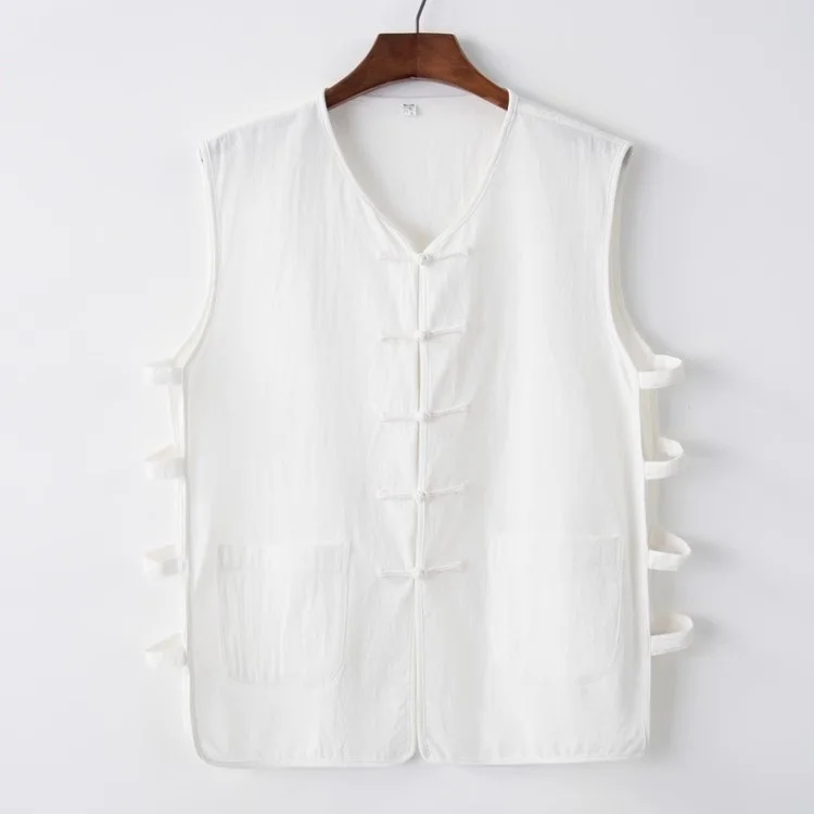 Men's Top Vest Customized Thin Cotton Chinese Style Tang Suit Oversize