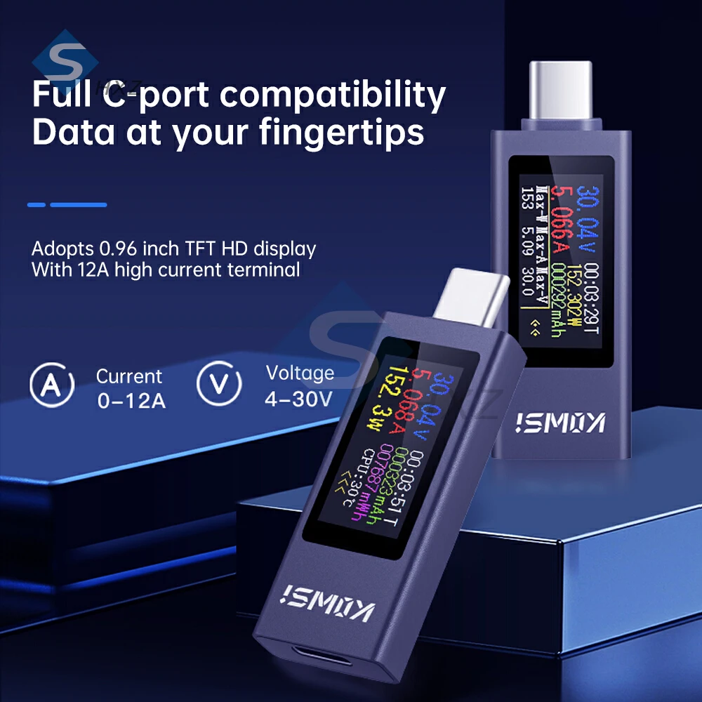 

KWS-2302C USB-тестер типа C, многофункциональный цифровой дисплей, измеритель напряжения, тока, мощности, тестер зарядки телефона, 4-30 В постоянного тока, 0-12 А