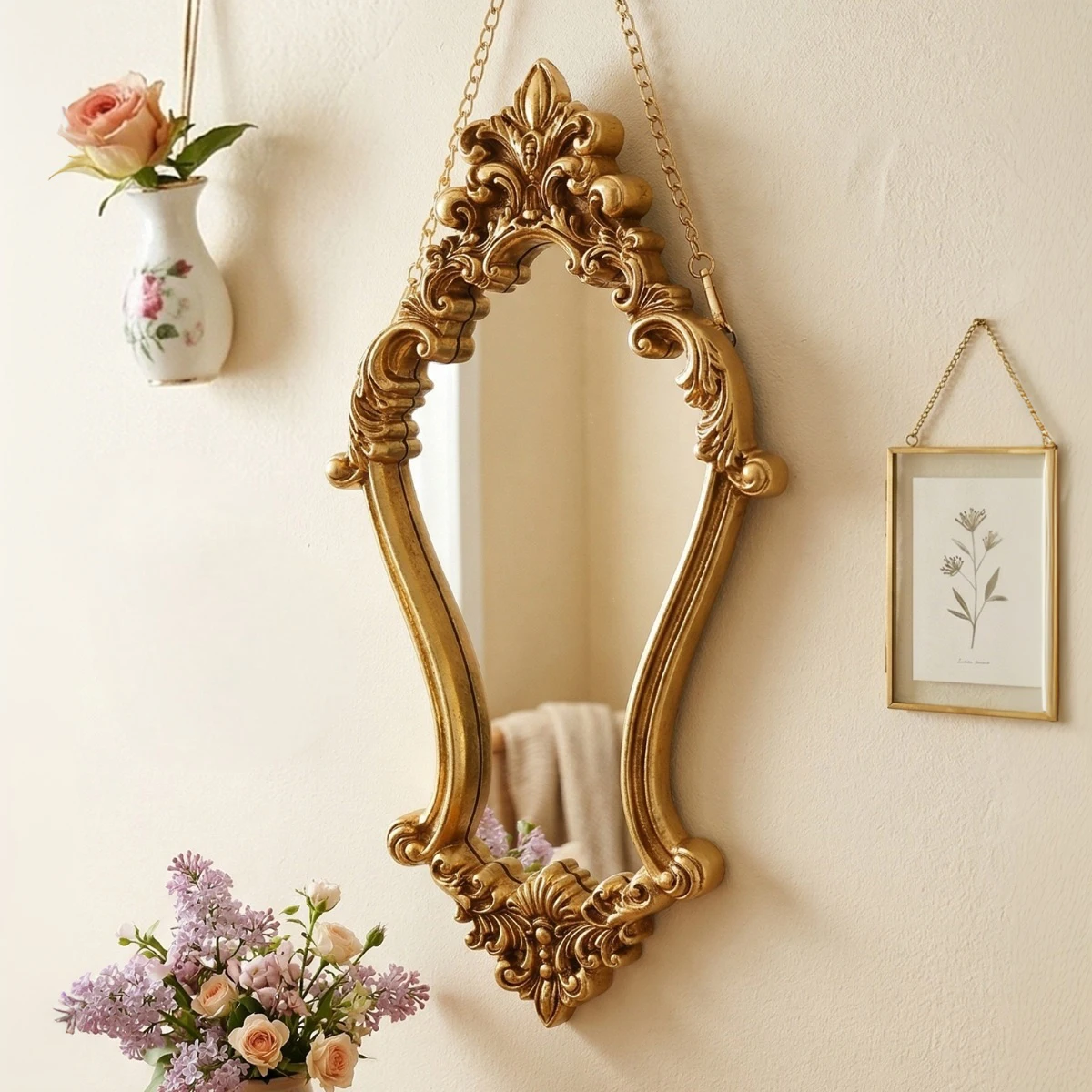 1PC, European Vintage Style Golden Three-Dimensional Classical Pattern Decorative Picture Frame, Made of Resin Material