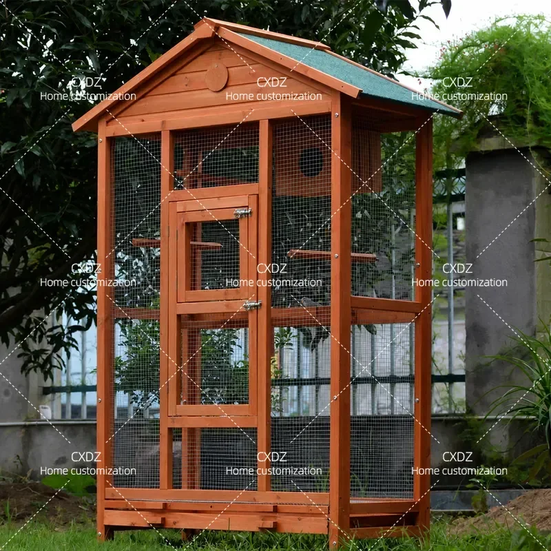 Oversized Wooden Bird Cage for Parrots Starlings Pigeons Chickens Large House Nest with Perch Feeder Pet Supplies